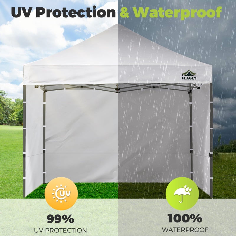 Flagly Instant Canopy Sidewalls for 10x10 Pop Up Canopy Tent, 300D Waterproof Material for Outdoor Events, Vendor Booths, and Privacy (Sidewalls Only) (White, 10x10ft-3pcs) - Image 3