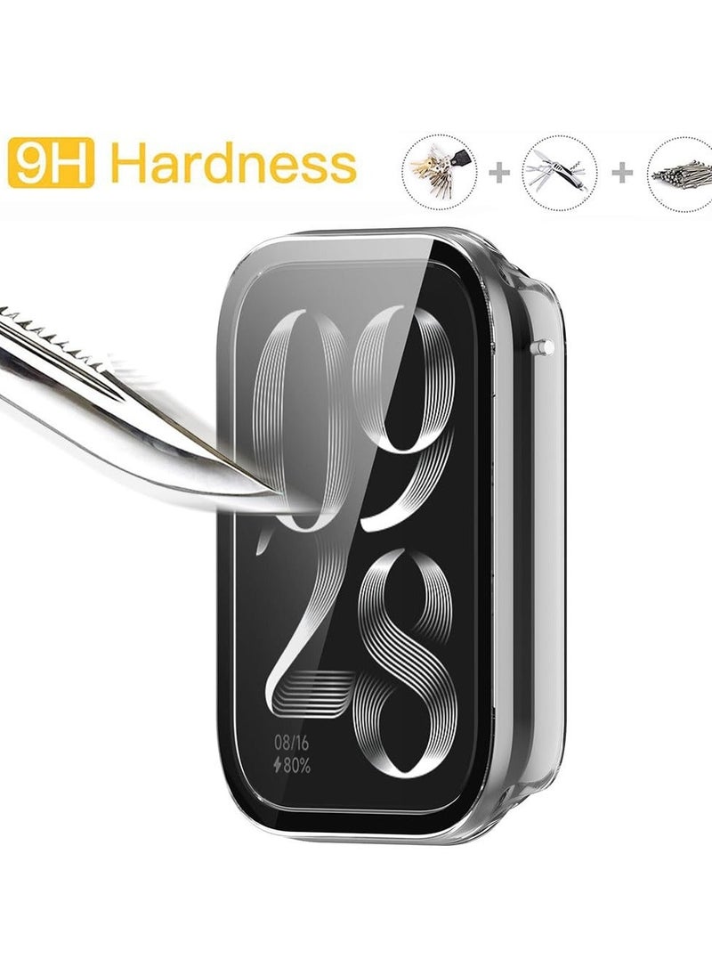 Y&D Case with Tempered Glass Screen Protector Compatible for xiaomi Band 8 pro, 9H 360° All-Round Protective Ultra Thin PC Cover Mi Pro, 2 Pcs, Black Transparent  - Image 4