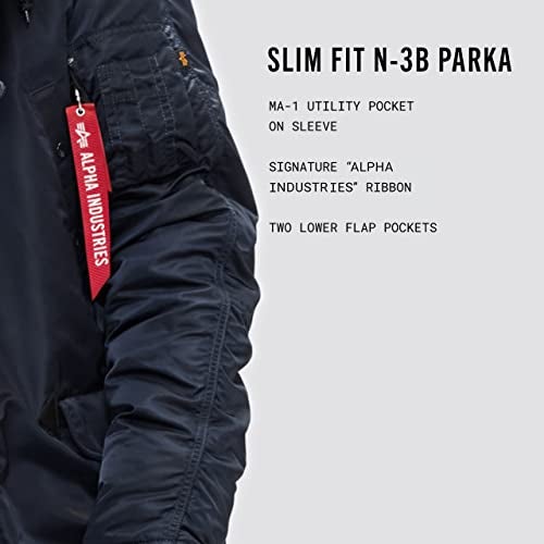 Alpha Industries N-3B Slim Fit Parka - Cold Weather Military Issue Parka - Replica Blue, S - Image 3