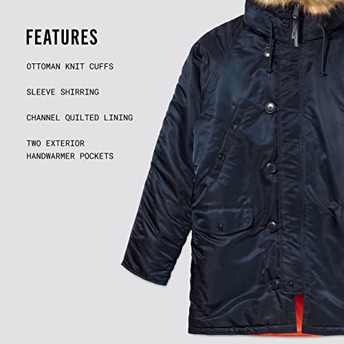 Alpha Industries N-3B Slim Fit Parka - Cold Weather Military Issue Parka - Replica Blue, S - Image 4