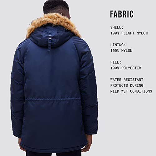 Alpha Industries N-3B Slim Fit Parka - Cold Weather Military Issue Parka - Replica Blue, S - Image 5