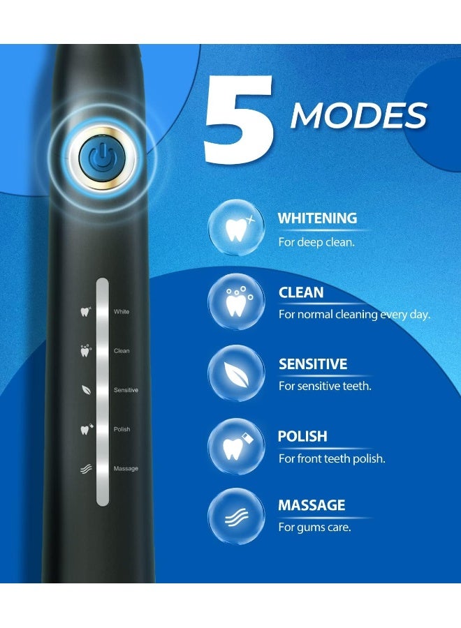 TEETHEORY Sonic Electric Toothbrushes for Adults and Kids 8 Brush Heads Electric Toothbrush with 40000 VPM Deep Clean 5 Modes Rechargeable Fast Charge 4 Hours Last 30 Days - Image 5