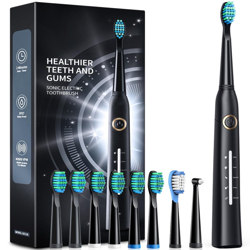 TEETHEORY Sonic Electric Toothbrushes for Adults and Kids 8 Brush Heads Electric Toothbrush with 40000 VPM Deep Clean 5 Modes Rechargeable Fast Charge 4 Hours Last 30 Days - Image 1