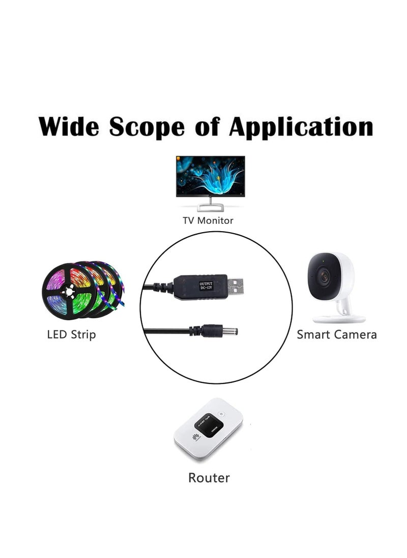 Generic - DC 5V to 12V USB Power Cable, with DC 5.5 x 2.1 Plug Powers the Router via a Power Bank During a Power Outage (1 Meter) - Image 1