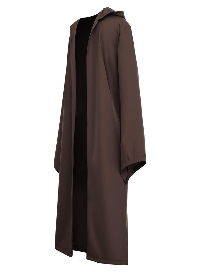 Prebene Kids Knight Robe Hooded Cloak, Halloween Costume for Boys Cosplay 3-14 Years - Ranger Wizard Elven Hooded Cape Robe (Brown, L) - Image 2