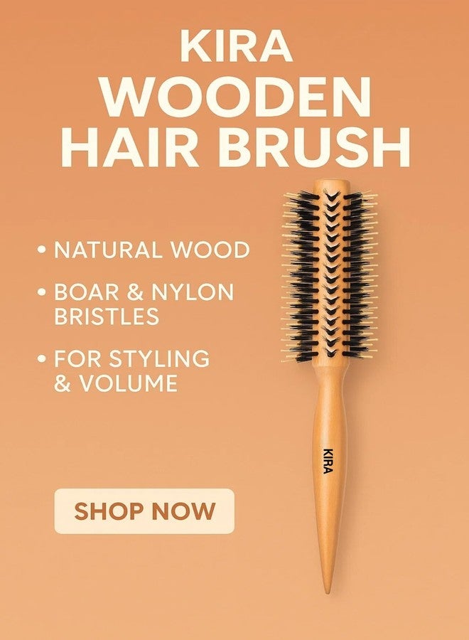 KIRA Professional Wooden Round Hair Brush for Blow Drying & Stylish Brush With Ventlised Bristles - Image 4