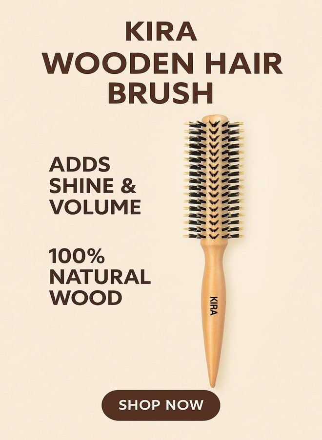 KIRA Professional Wooden Round Hair Brush for Blow Drying & Stylish Brush With Ventlised Bristles - Image 5