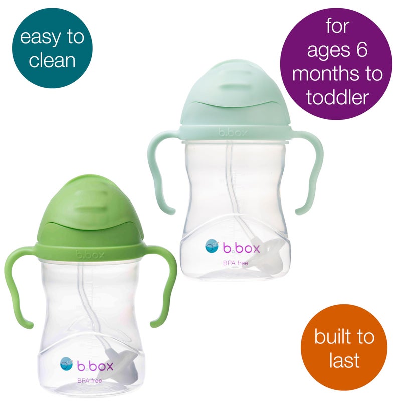 b.box Sippy Cup with Weighted Straw (2-Pack). Leak Proof, Easy Grip. BPA Free & Dishwasher Safe. Ideal for Babies 6m+ to Toddlers (pistachio + apple, 8oz) - Image 3