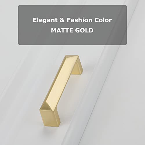 Haidms 25 Pack Gold Cabinet Handles 3 Inch(76mm) Hole Center Soild Zinc Alloy Brushed Gold Cabinet Pulls Kitchen Drawer Pulls Cupboard Hardware for Kitchen - Image 2