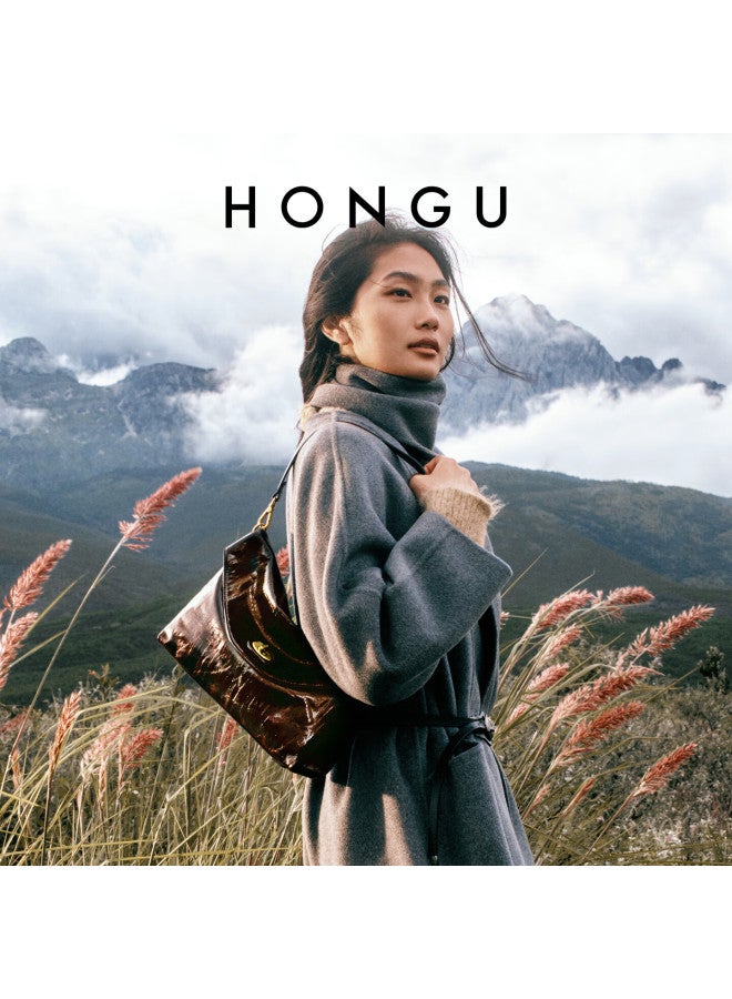 Hongu Women's Oil Wax Cowhide Shoulder Underarm Hobo Bag Crossbody Handbag Birthday Gift For Girlfriend - Image 2