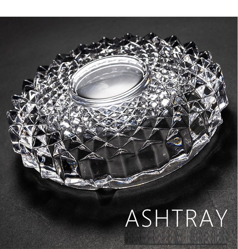 VILON Crystal Clear Glass Ashtray - Smoke Collectible for Cigarettes and Cigars, Home, Car, or Office Use, Tabletop Ashtray, Indoor and Outdoor, Desktop Smoking Accessory (ELEGANT ASHTRAY) - Image 2