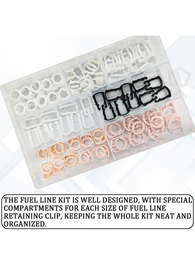 HHZL Fuel Line Retainer Clips, 3/8" & 5/16" Durable Nylon Gas Tank Repair Kit, 7 Size Fuel Line Retaining Clamp Assortment Replacement Kit Compatible with Ford, GM, Chrysler (70PCS) - Image 4