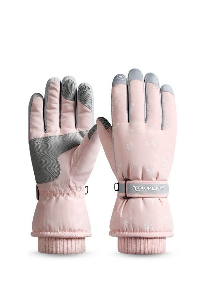 Golovejoy Women's Outdoor Plush Warm And Cold Proof Gloves In Winter 