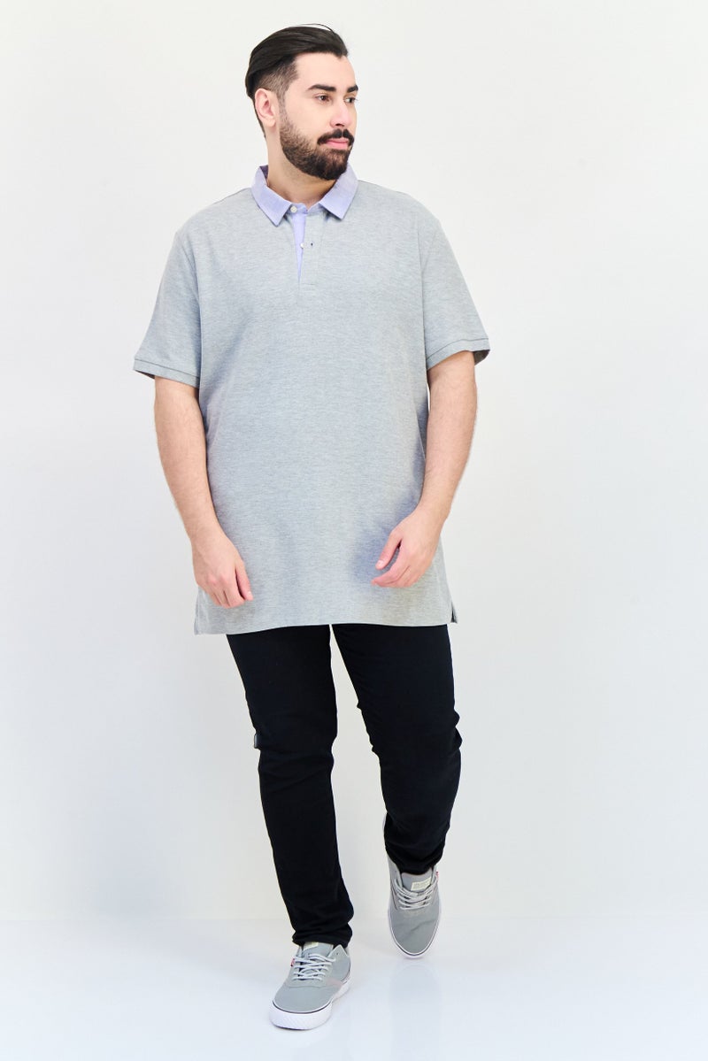 Celio Men Regular Fit Plain Short Sleeves Polo Shirt, Grey - Image 4