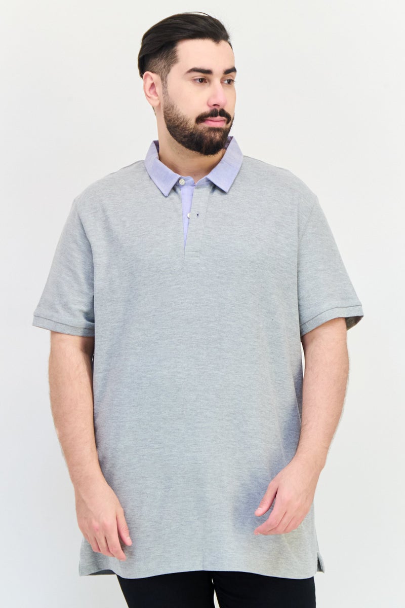 Celio Men Regular Fit Plain Short Sleeves Polo Shirt, Grey - Image 1