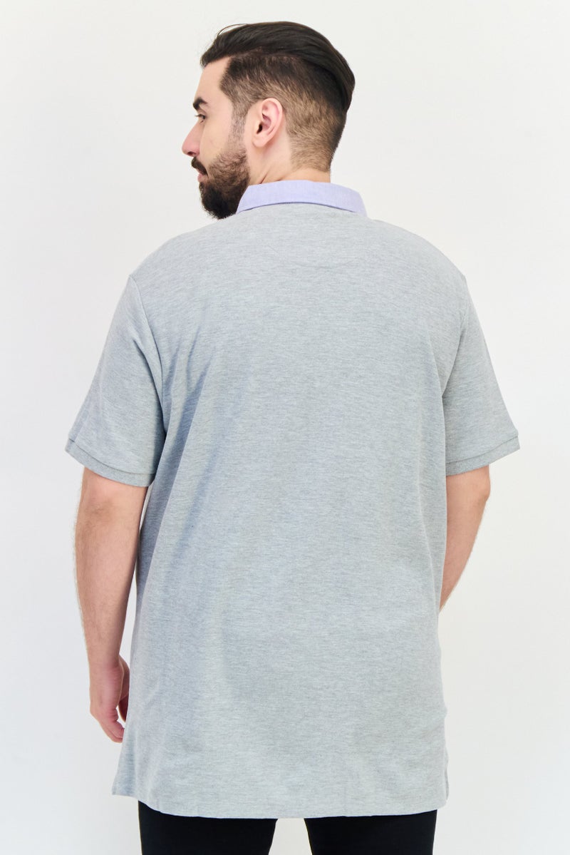 Celio Men Regular Fit Plain Short Sleeves Polo Shirt, Grey - Image 3