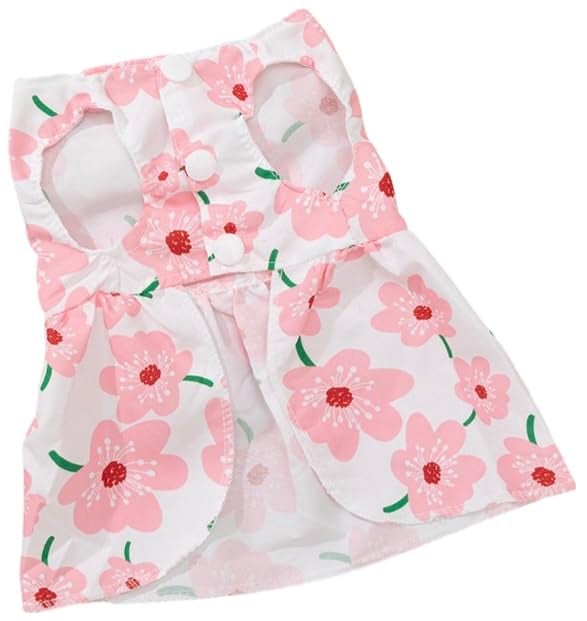 KUTKUT Small Girl Dog & Cat Floral Dress with Lovely Bow Pet Apparel | Puppy Summer Dress Birthday Pet Apparel Dresses | Frock Dresses for Shihtzu, Pug, Lhasa Apso etc (Size: XL, Bust: 50cm) - Image 3