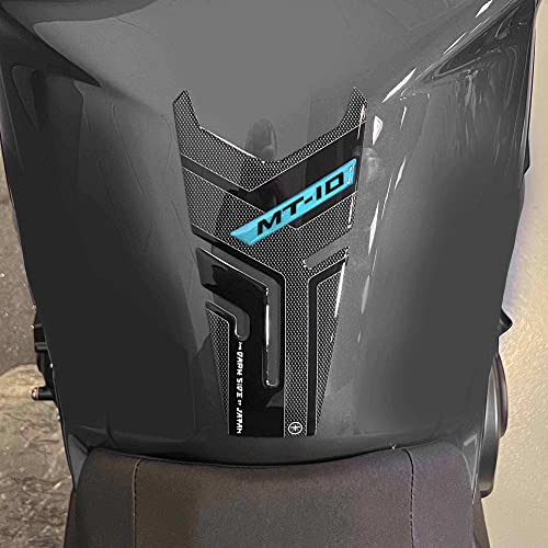labelbike لابيلبايك - وسادة دبوس ثلاثية الأبعاد لتزيين وحماية خزان الدراجة النارية من الراتنج متوافقة مع ياماها MT-10 SP 2022-2023 - لون كربون أسود سماوي - Image 1