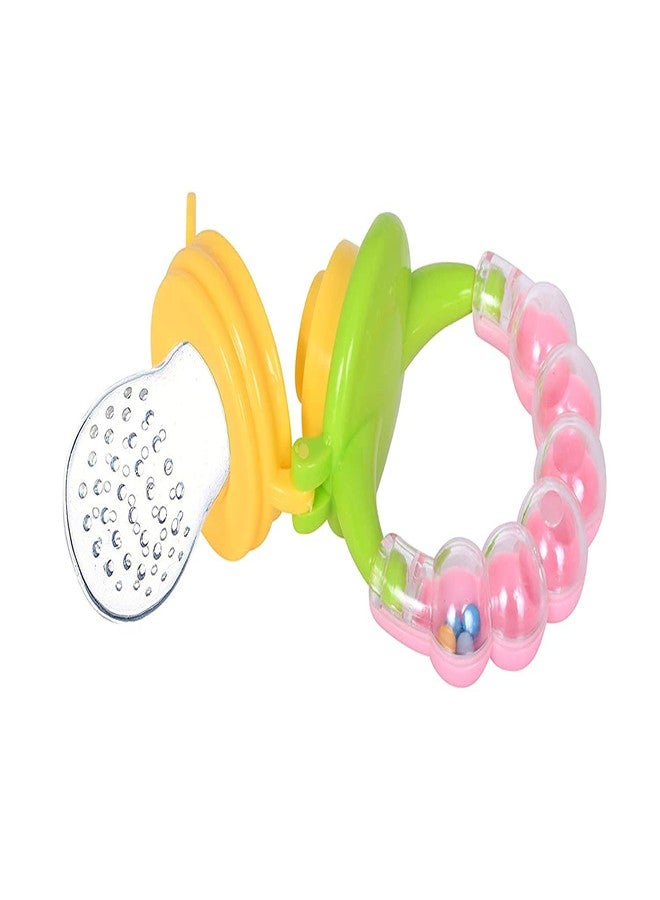 Lappu Fruit Shape Silicone Teether with Baby Fruit Nibbler Pacifier for Baby (Combo Saver Pack of 2) (Apple & Blue Pacifier) - Image 2