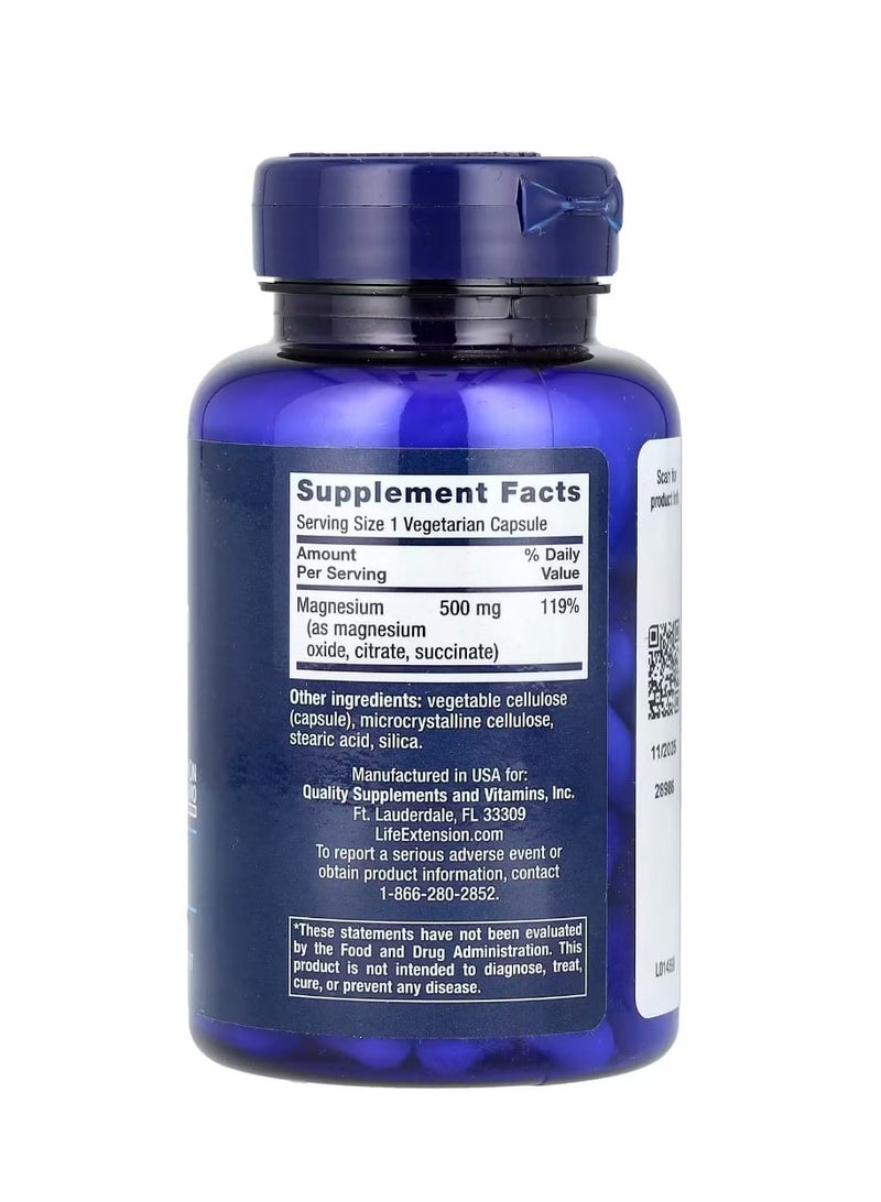 Life Extension Magnesium Caps 500 mg 100 Vegetarian Capsules - Image 2