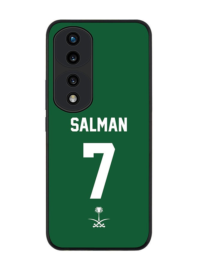 Stylizedd Rugged Black edge case for Honor 70 Pro Slim fit Soft Case Flexible Rubber Edges Anti Drop TPU Gel Thin Cover - Football Team - Saudi Arabia Player Name - Salman - Image 1