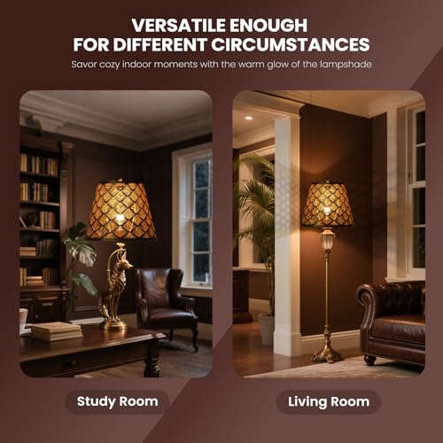 ALUCSET Small Metal Lampshade Forest Etching Forest Lamp Shade Pattern 6'' Top 10'' Bottom Height 7.5'' Fits For Table Lamps And Floor Lamps Spider Fitter Out Black in Gold ALUCSET lampshade - Image 5