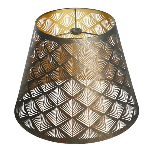 ALUCSET Small Metal Lampshade Forest Etching Forest Lamp Shade Pattern 6'' Top 10'' Bottom Height 7.5'' Fits For Table Lamps And Floor Lamps Spider Fitter Out Black in Gold ALUCSET lampshade - Image 1