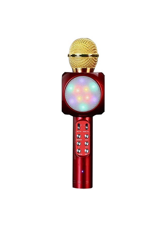 NIBEMINENT Home Karaoke Wireless Bluetooth Colorful LED Speaker Condenser Microphone Mic XDY37716 Red  - Image 1