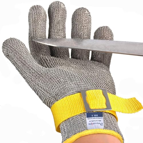 Dowellife ANSI A9 Cut Resistant Glove Food Grade, Stainless Steel Mesh Metal Knife Cutting Glove for Butcher Oyster Shucking Kitchen Mandoline Chef Slicing Fish Fillet (Medium) - Image 1