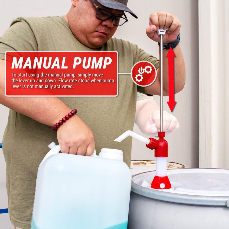 TERA PUMP - Chemical Resistant Drum Pump (14oz per Stroke) for Lacquer Thinners, Acetone, Antifreeze, DEF, MEK - 15 to 55-Gallon Drum Barrels - Image 3
