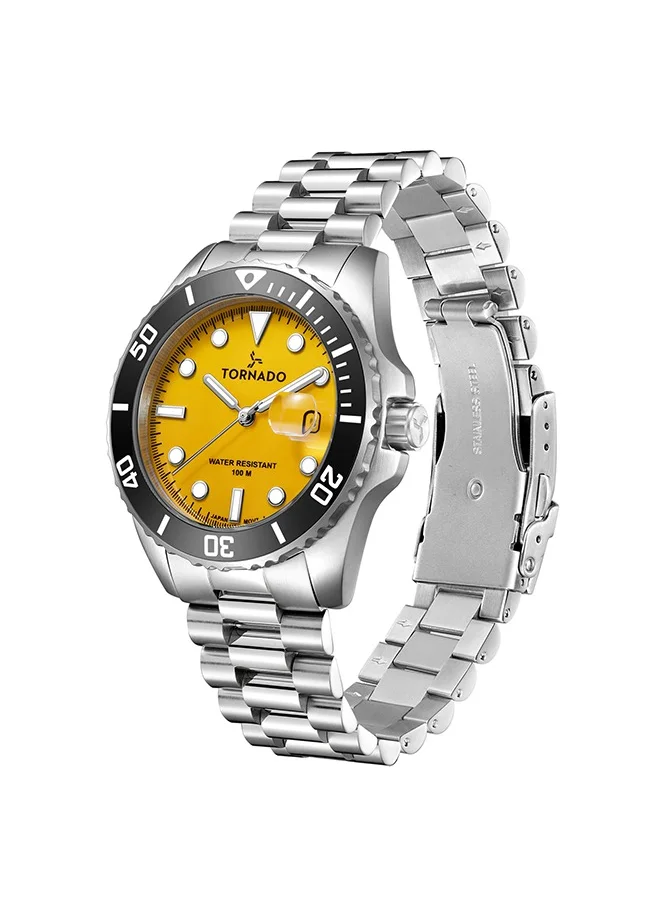 تورنيدو Tornado LUMINA ANALOG Men's Miyota 2115 Movement Watch, Analog Display and High Quality Solid Stainless Steel, Brushed And Polished Bracelet Strap - T22001-SBSYB, Silver