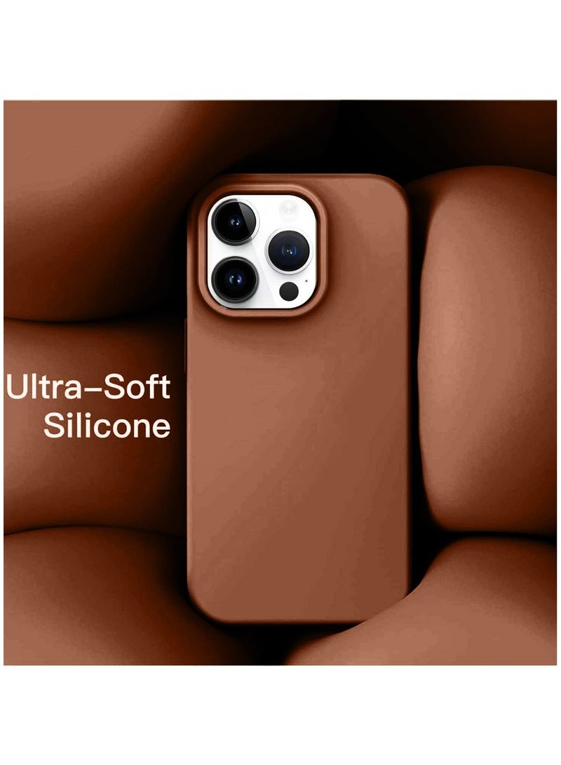 Techie Soft Smooth Silicone Back Cover Case with Built-in Magnetic, inner side Microfiber Lining for Apple iPhone 14 Pro  – Brown - Image 2
