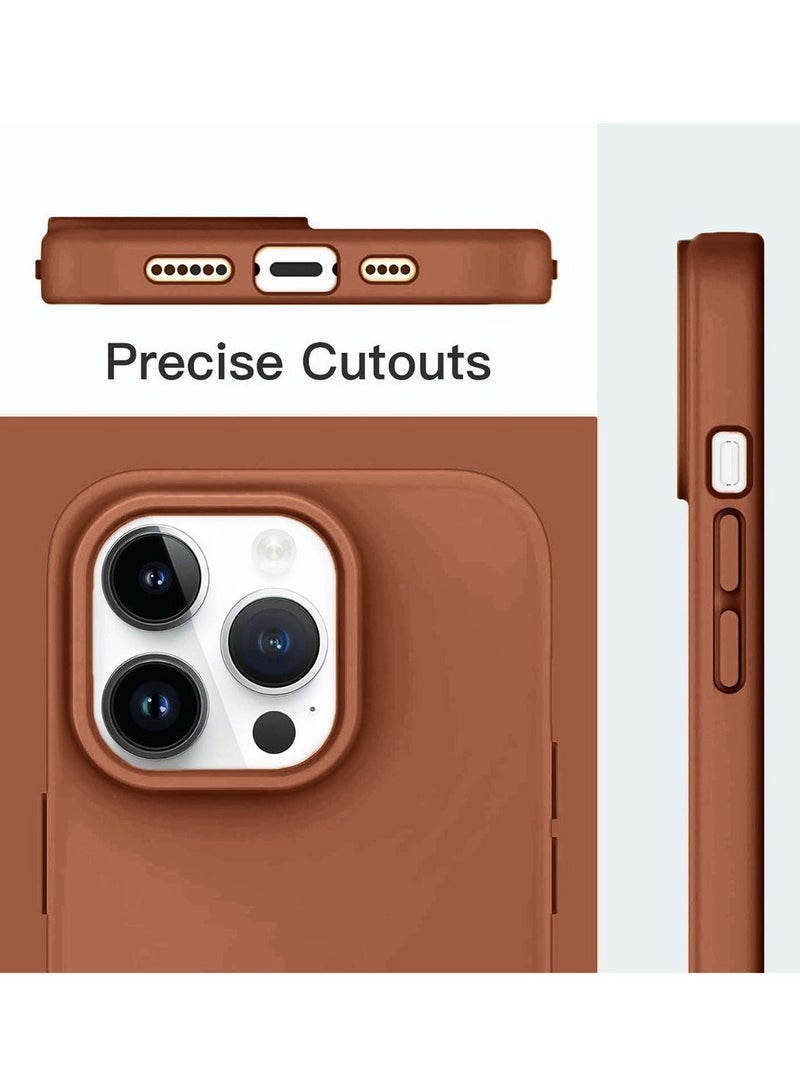 Techie Soft Smooth Silicone Back Cover Case with Built-in Magnetic, inner side Microfiber Lining for Apple iPhone 14 Pro  – Brown - Image 3