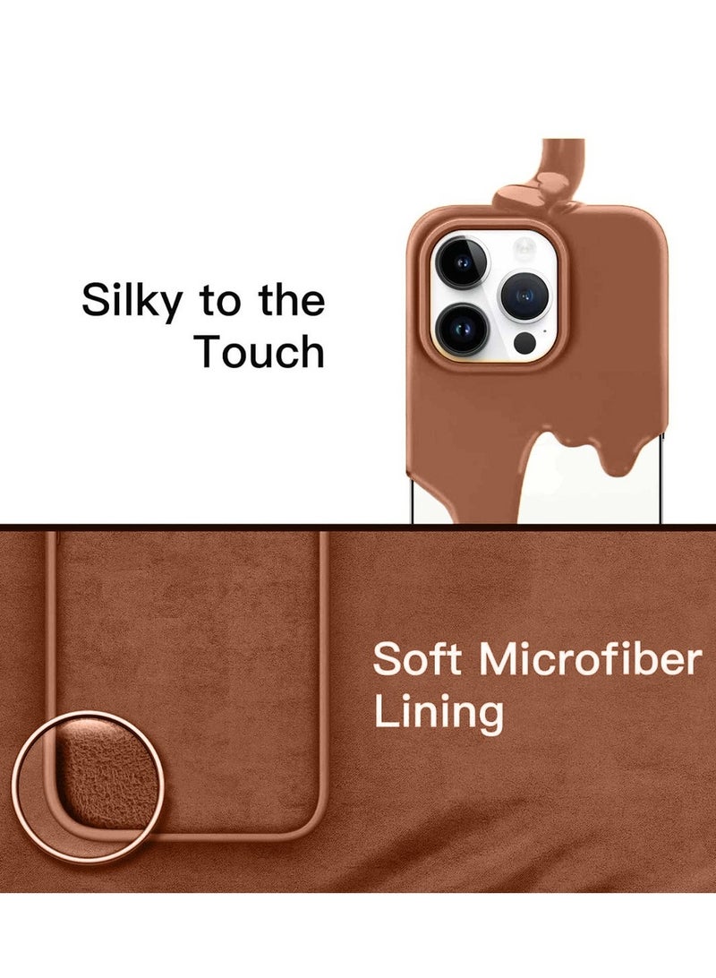 Techie Soft Smooth Silicone Back Cover Case with Built-in Magnetic, inner side Microfiber Lining for Apple iPhone 14 Pro  – Brown - Image 4