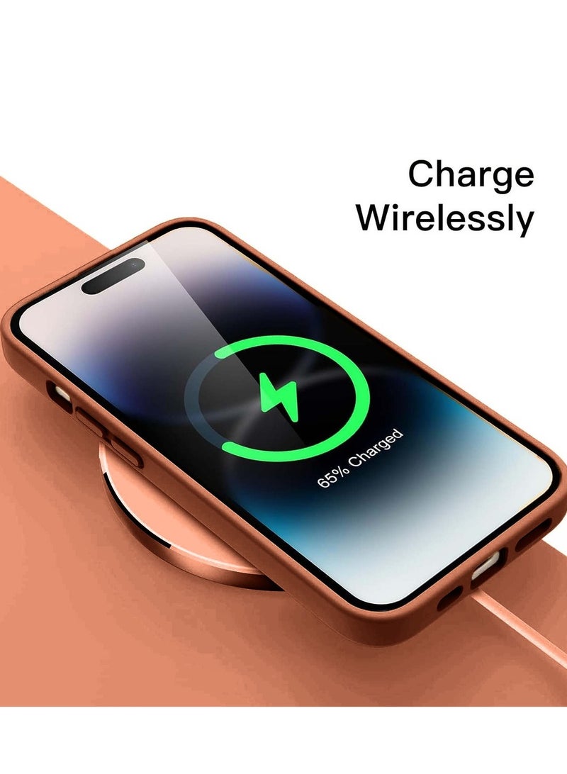 Techie Soft Smooth Silicone Back Cover Case with Built-in Magnetic, inner side Microfiber Lining for Apple iPhone 14 Pro  – Brown - Image 5