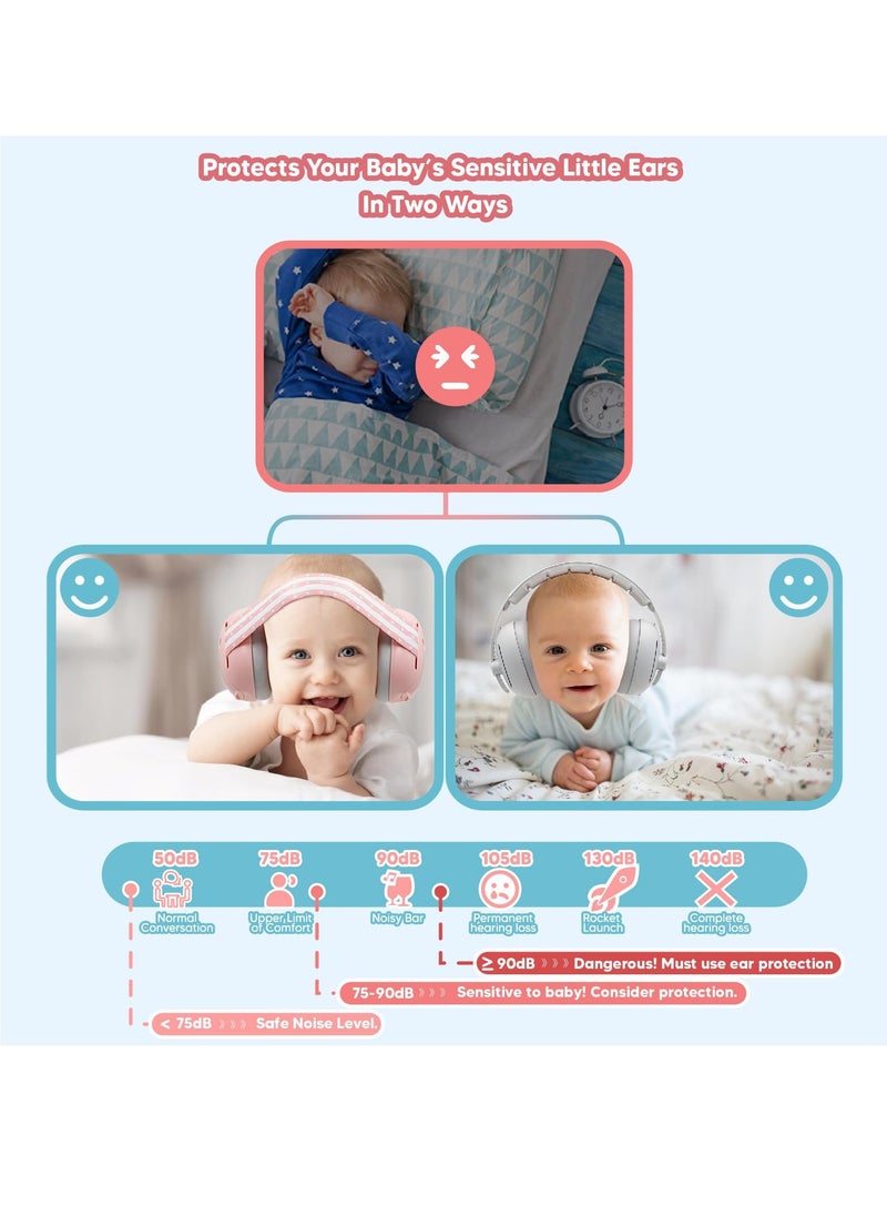 2-in-1 Portable Adjustable Baby Ear Protection, Baby Noise Cancelling Headphones, Soft Baby Ear Cover, Noise Reduction Earmuffs, Baby Noise Cancelling Headphones for Babies Toddlers