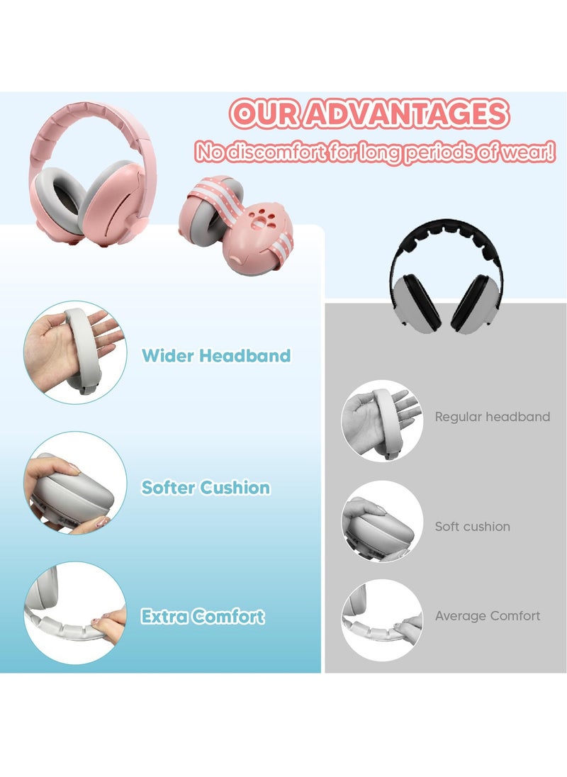 2-in-1 Portable Adjustable Baby Ear Protection, Baby Noise Cancelling Headphones, Soft Baby Ear Cover, Noise Reduction Earmuffs, Baby Noise Cancelling Headphones for Babies Toddlers