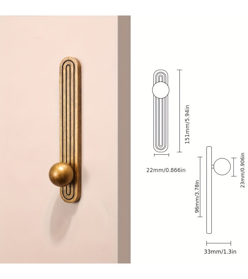 Brushed Copper 96mm Vintage Cabinet Drawer Pull Modern Round Door Handle - Image 3
