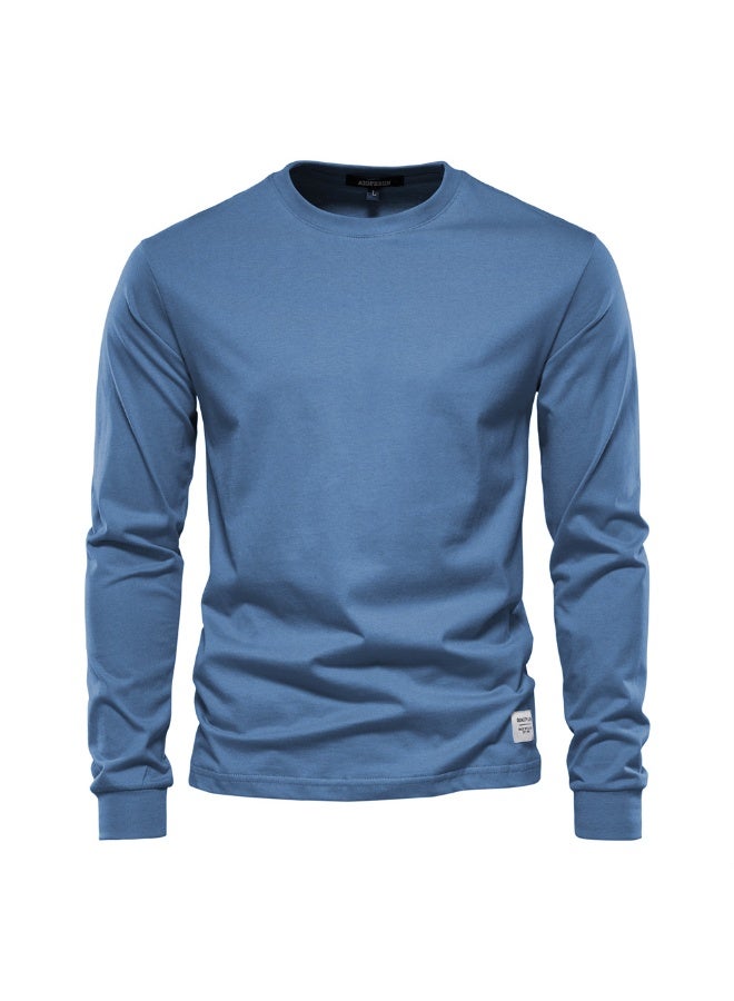 Casual Pure Cotton Long Sleeve Men's T-shirt Autumn Fashion High Street Style Inner Wear Casual Top for Men Summer Season - Image 1
