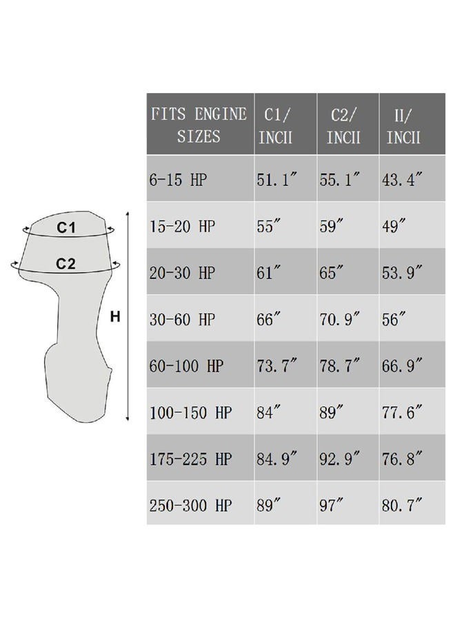 Seamander Outboard Motor Cover,Full Motor Outboard Cover, Engines Cover Waterproof Boat Cover (Grey(600D), Fits for 175-225 HP) - Image 2