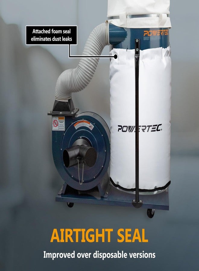 باورتيك حقيبة تجميع الغبار من POWERTEC، قطر 20 بوصة × 30 بوصة، حقيبة تجميع الغبار السفلية مع نافذة شفافة وسحاب لمجمعات الغبار Shop Fox وGrizzly وWen وJET والطبول التي تتراوح من 19 إلى 20 بوصة، عبوة واحدة (70351) - Image 4