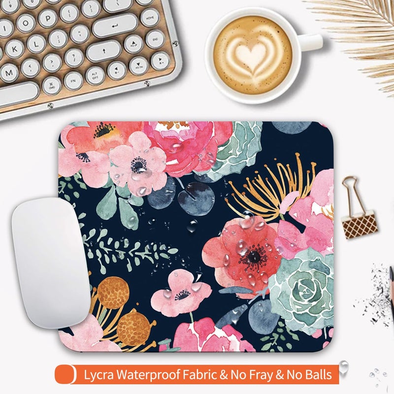 Armanza Square Mouse Pad Pink Flower, Personalized Premium-Textured Custom Mouse Mat Design, Washable Mousepad Cloth, Non-Slip Rubber Base Computer Mouse Pads for Wireless Mouse - Image 3