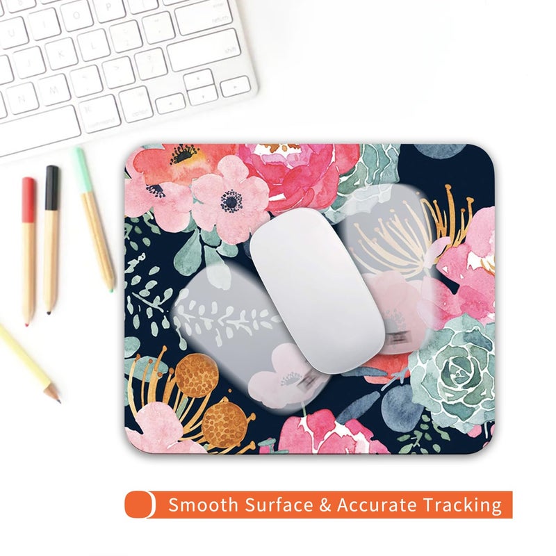 Armanza Square Mouse Pad Pink Flower, Personalized Premium-Textured Custom Mouse Mat Design, Washable Mousepad Cloth, Non-Slip Rubber Base Computer Mouse Pads for Wireless Mouse - Image 4