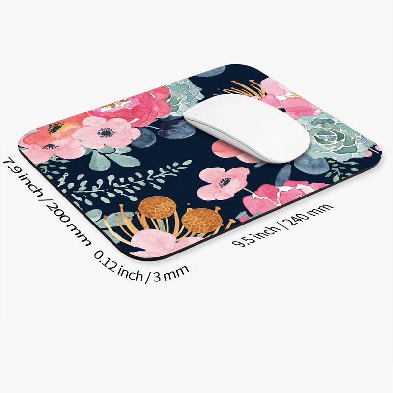 Armanza Square Mouse Pad Pink Flower, Personalized Premium-Textured Custom Mouse Mat Design, Washable Mousepad Cloth, Non-Slip Rubber Base Computer Mouse Pads for Wireless Mouse - Image 2