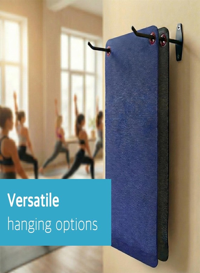 EazziSwitch Yoga Mat Holder Wall Mount: Hanging Exercise Mat Rack - 2 Pack Heavy Duty Adjustable Hooks & 6 PCS Clips for Yoga Mat (<5.5lbs), Eyelet Mats, Foam Rollers & Gym Equipment Storage - Organizer for Fitness Workout - Image 4