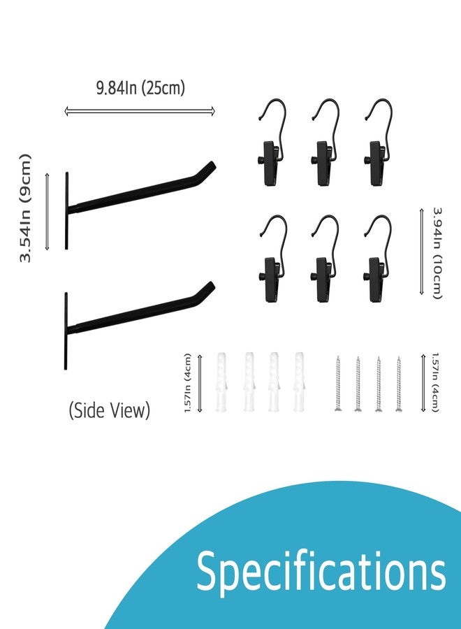 EazziSwitch Yoga Mat Holder Wall Mount: Hanging Exercise Mat Rack - 2 Pack Heavy Duty Adjustable Hooks & 6 PCS Clips for Yoga Mat (<5.5lbs), Eyelet Mats, Foam Rollers & Gym Equipment Storage - Organizer for Fitness Workout - Image 2