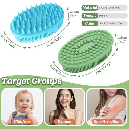 GEENOA Soft Silicone Body Scrubber 2PCS, Dual-Side Silicone Loofah for Shower, Gentle Loofa Alternative, Replaceable Brush Head to be Used Alone or with Long Handle (Pinkx2) - Image 2