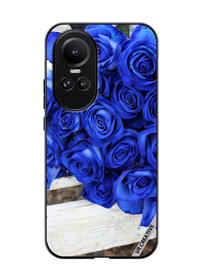 VR CREATIVE Protective Case Cover For Oppo Reno 10 Pro Blue Flower Design Multicolour - Image 1