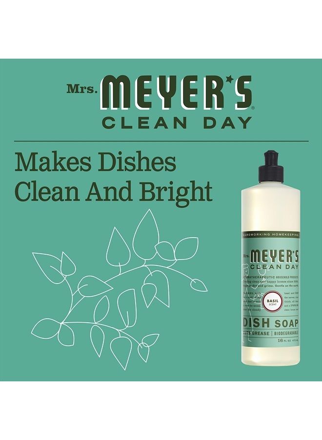 Mrs. Meyer's Clean Day Mrs. Meyer's Liquid Dish Soap, Biodegradable Formula, Basil, 16 fl. oz - Pack of 3 - Image 5