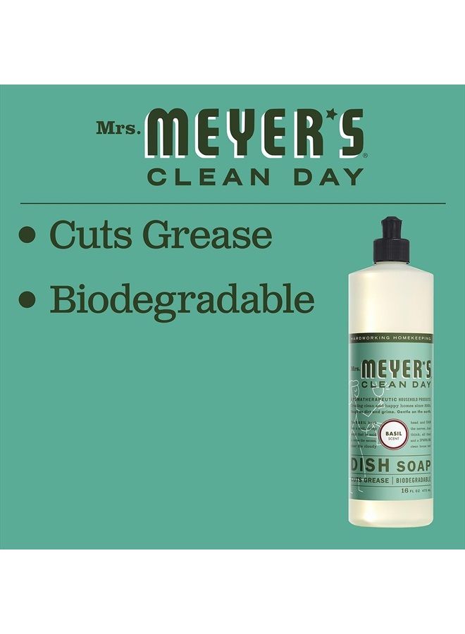 Mrs. Meyer's Clean Day Mrs. Meyer's Liquid Dish Soap, Biodegradable Formula, Basil, 16 fl. oz - Pack of 3 - Image 4